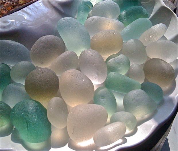 SEA GLASS EGGS, MARBLES and STOPPER STEMS, England